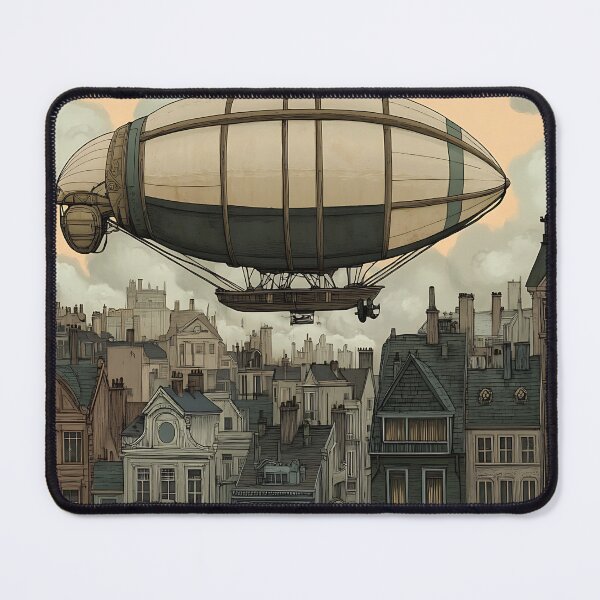 Item preview, Steampunk Art: Airship Over Victorian Rooftops designed and sold by bapupa.