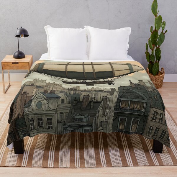 Item preview, Steampunk Art: Airship Over Victorian Rooftops designed and sold by bapupa.