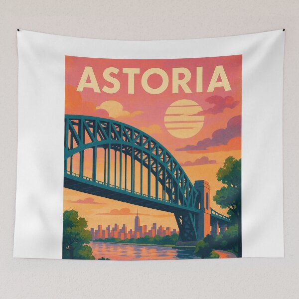 Item preview, Astoria New York Sunset with Hell Gate Bridge designed and sold by Aryabek.
