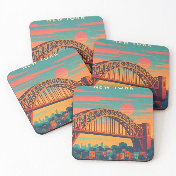 Item preview, Colorful Sunset over Astoria New York with Hell Gate Bridge designed and sold by Aryabek.