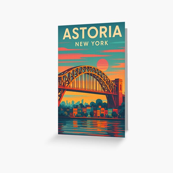 Artikel-Vorschau von Farbenprächtiger Sonnenuntergang über Astoria, New York, mit der Hell Gate Bridge, designt und verkauft von Aryabek.