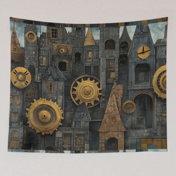 Item preview, Steampunk Art: Brass Gears Clockwork City designed and sold by bapupa.