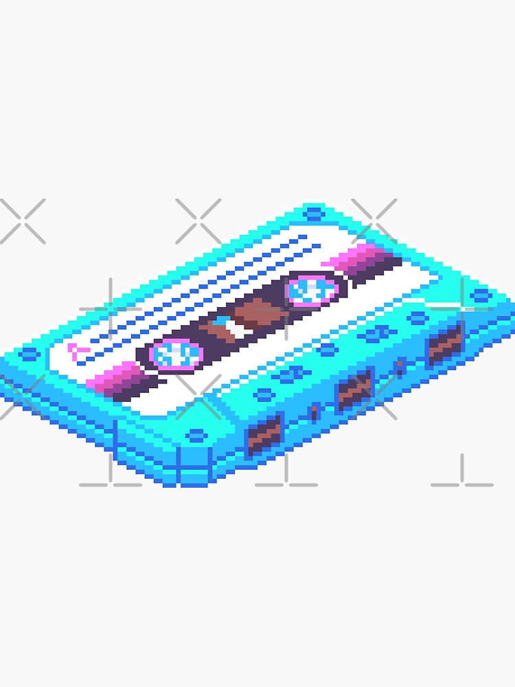 Thumbnail 3 of 3, Sticker, Retro Cassette Pixel Art designed and sold by djspacegr.