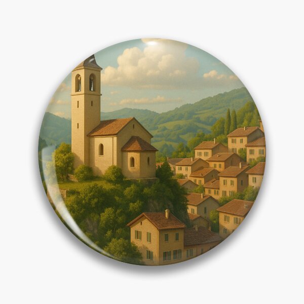 Item preview, Ancona Switzerland Hillside Village with Bell Tower designed and sold by Aryabek.