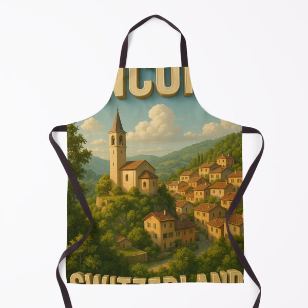 Item preview, Ancona Switzerland Hillside Village with Bell Tower designed and sold by Aryabek.