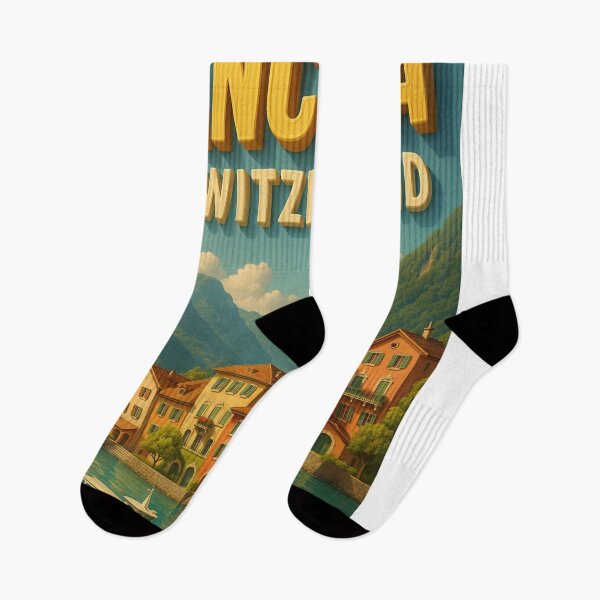 Item preview, Lakefront Village of Ancona Switzerland with Mountains designed and sold by Aryabek.