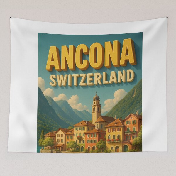 Item preview, Lakefront Village of Ancona Switzerland with Mountains designed and sold by Aryabek.