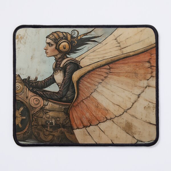 Item preview, Steampunk Art: Retrofuturistic Ornithopter Pilot designed and sold by bapupa.