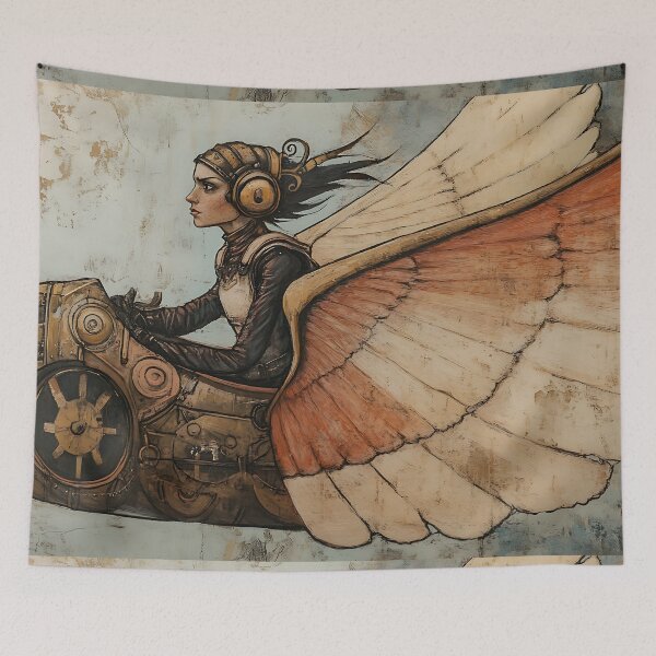Item preview, Steampunk Art: Retrofuturistic Ornithopter Pilot designed and sold by bapupa.