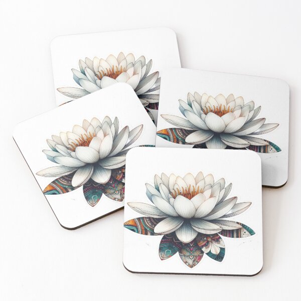 Item preview, boho white lotus flower floral sticke ,boho style,Bohemian,Bloom Boom,Spring,ethnic designed and sold by Expressions-Sel.