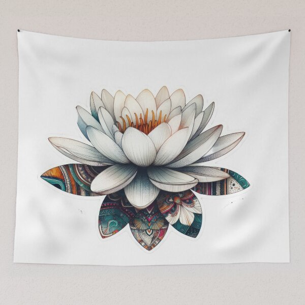 Item preview, boho white lotus flower floral sticke ,boho style,Bohemian,Bloom Boom,Spring,ethnic designed and sold by Expressions-Sel.