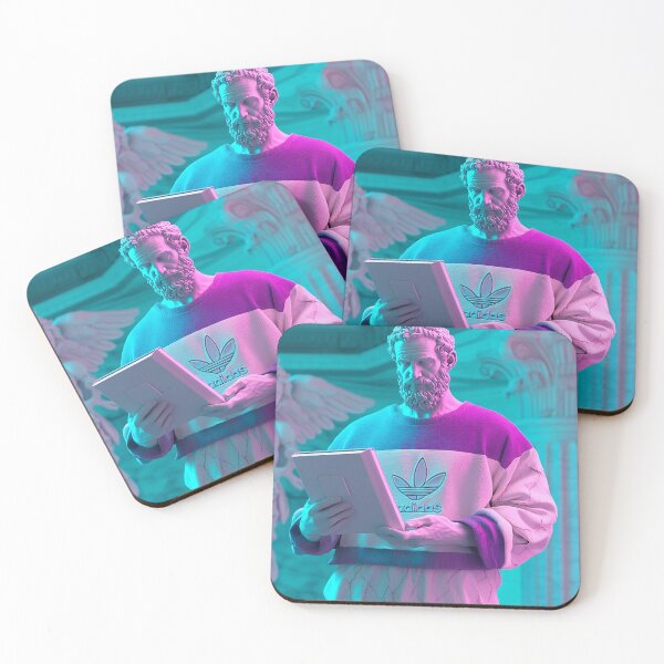 Item preview, Neon Vaporwave Marble Statue Reading Tablet	 designed and sold by weirdfishes123.