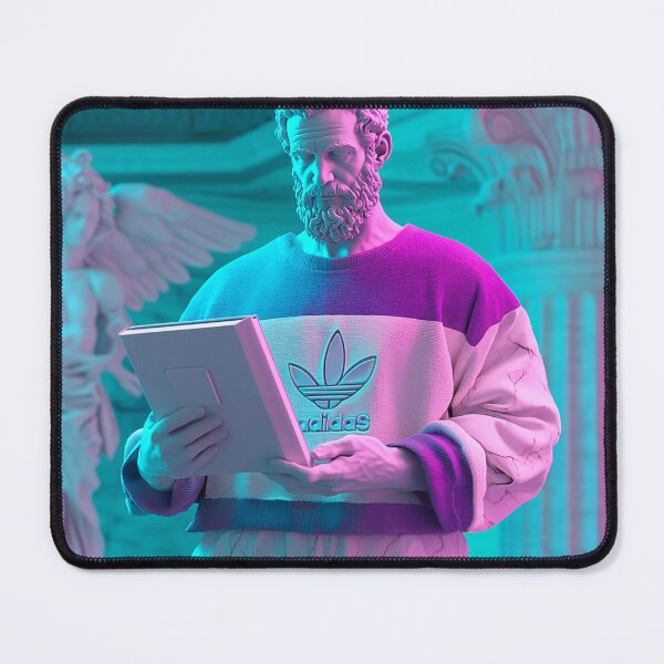 Item preview, Neon Vaporwave Marble Statue Reading Tablet	 designed and sold by weirdfishes123.