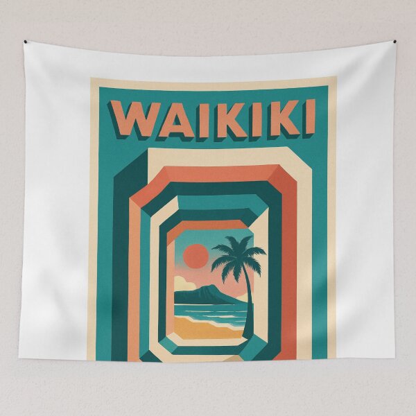Item preview, Waikiki Retro Tunnel View with Diamond Head and Sunset designed and sold by Aryabek.