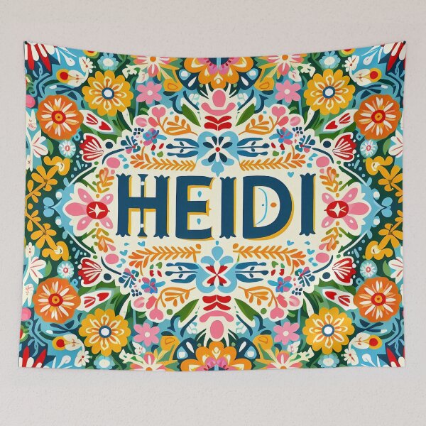 Item preview, Scandinavian Folk Art Cute Colourful Pattern with Name HEIDI by heidiannemorris © designed and sold by FOLK ART FUSION by heidiannemorris.