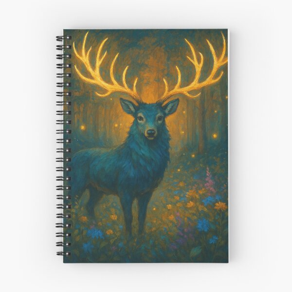 Item preview, Glowing Forest Stag – Mystic Twilight in Bloom designed and sold by PrestigeVibes.
