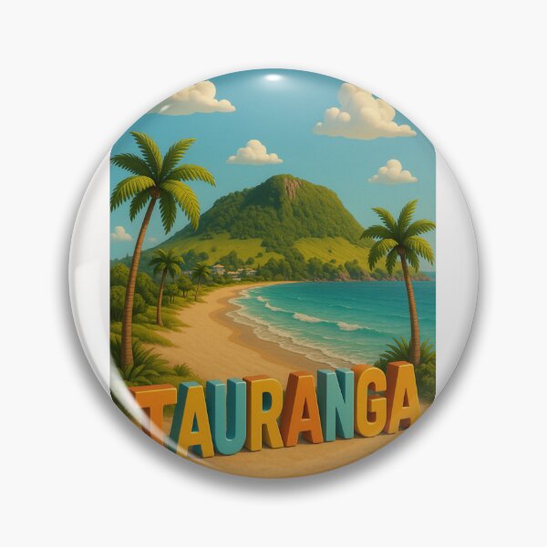 Item preview, Tauranga New Zealand Beach with Mount Maunganui and Palm Trees designed and sold by Places On Earth.