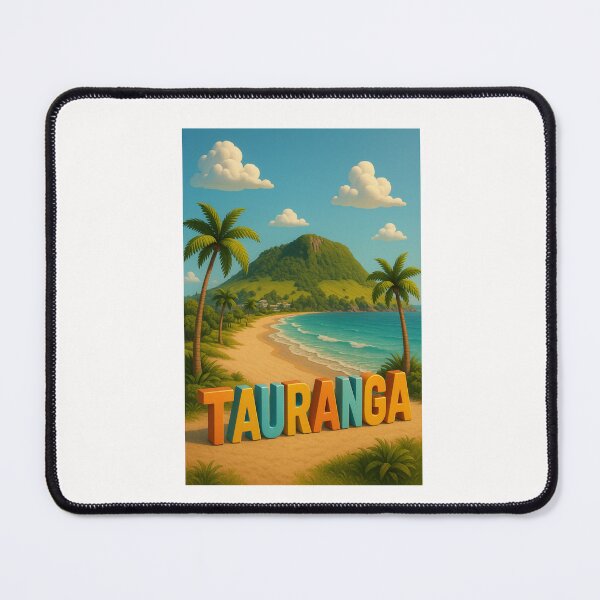 Item preview, Tauranga New Zealand Beach with Mount Maunganui and Palm Trees designed and sold by Places On Earth.