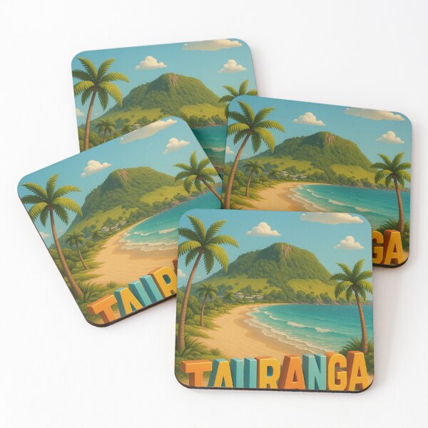 Item preview, Tauranga New Zealand Beach with Mount Maunganui and Palm Trees designed and sold by Places On Earth.