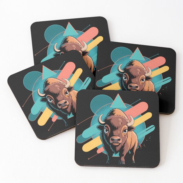Item preview, Buffalo In The World Of Abstract Shapes Retro designed and sold by SurrealArtSzysz.