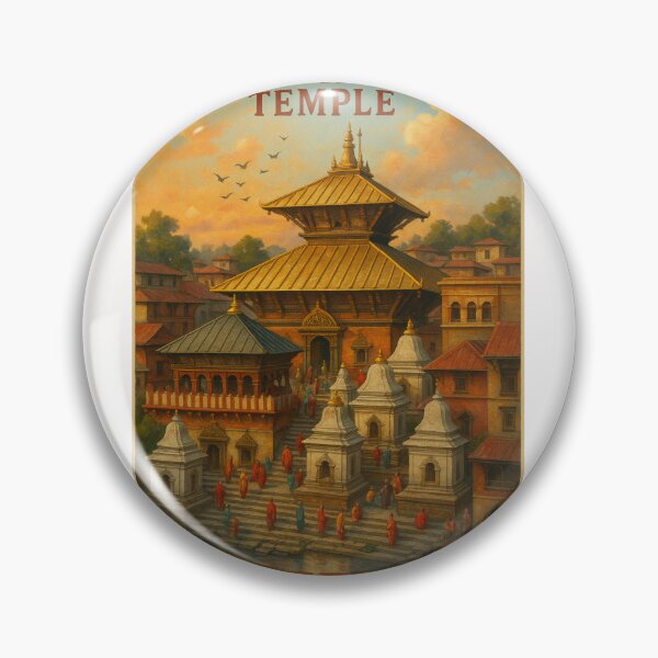 Item preview, Sunrise over Pashupatinath Temple Nepal with Pilgrims and Stupas designed and sold by Places On Earth.