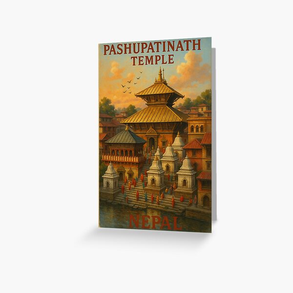 Artikel-Vorschau von Sonnenaufgang über dem Pashupatinath-Tempel in Nepal mit Pilgern und Stupas, designt und verkauft von Places On Earth.
