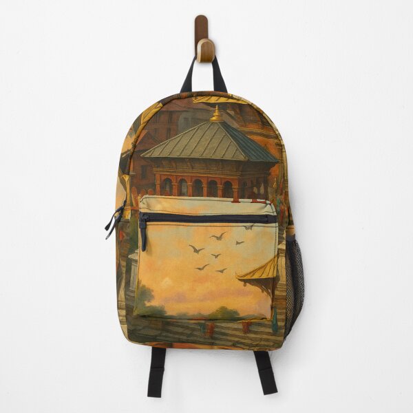Item preview, Sunrise over Pashupatinath Temple Nepal with Pilgrims and Stupas designed and sold by Places On Earth.