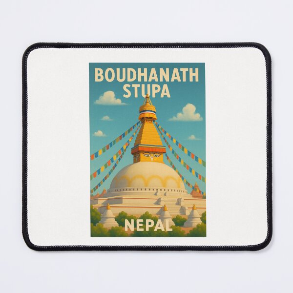 Item preview, Boudhanath Stupa Nepal with Prayer Flags and All-Seeing Eyes designed and sold by Places On Earth.