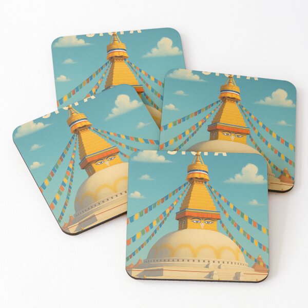 Item preview, Boudhanath Stupa Nepal with Prayer Flags and All-Seeing Eyes designed and sold by Places On Earth.