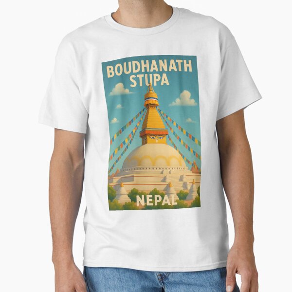 Item preview, Boudhanath Stupa Nepal with Prayer Flags and All-Seeing Eyes designed and sold by Places On Earth.