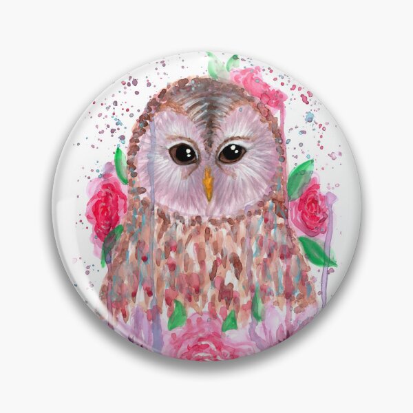 Item preview, Abstract Colorful Tawny Owl and Flower Watercolor designed and sold by Ivy Lily Art.