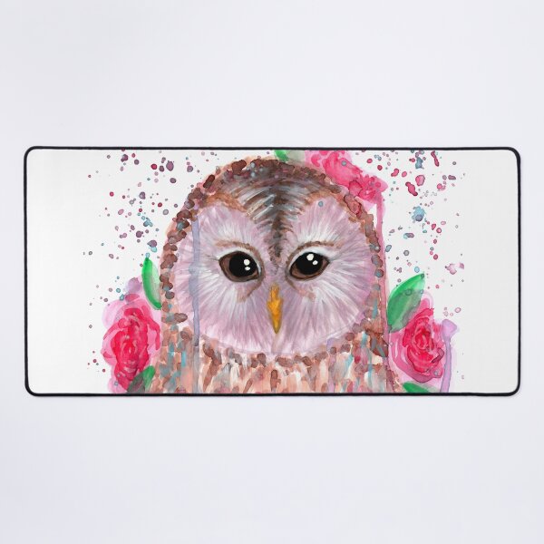 Item preview, Abstract Colorful Tawny Owl and Flower Watercolor designed and sold by Ivy Lily Art.