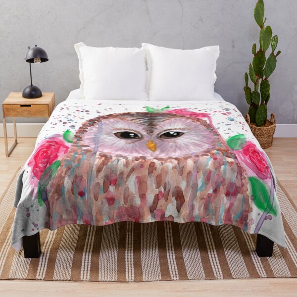 Item preview, Abstract Colorful Tawny Owl and Flower Watercolor designed and sold by Ivy Lily Art.
