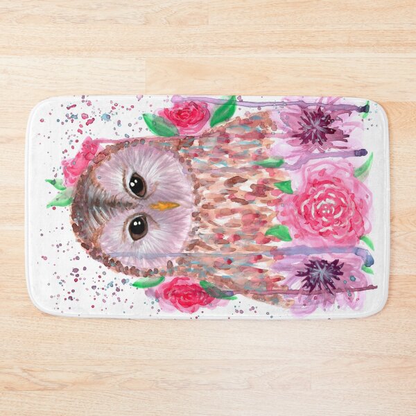 Item preview, Abstract Colorful Tawny Owl and Flower Watercolor designed and sold by Ivy Lily Art.