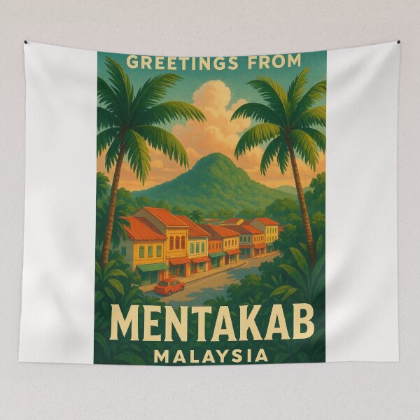 Item preview, Mentakab Malaysia Shophouses and Jungle Hills at Sunset designed and sold by Places On Earth.
