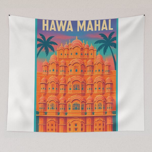 Item preview, Hawa Mahal Jaipur India with Pink Facade and Arched Windows designed and sold by Places On Earth.