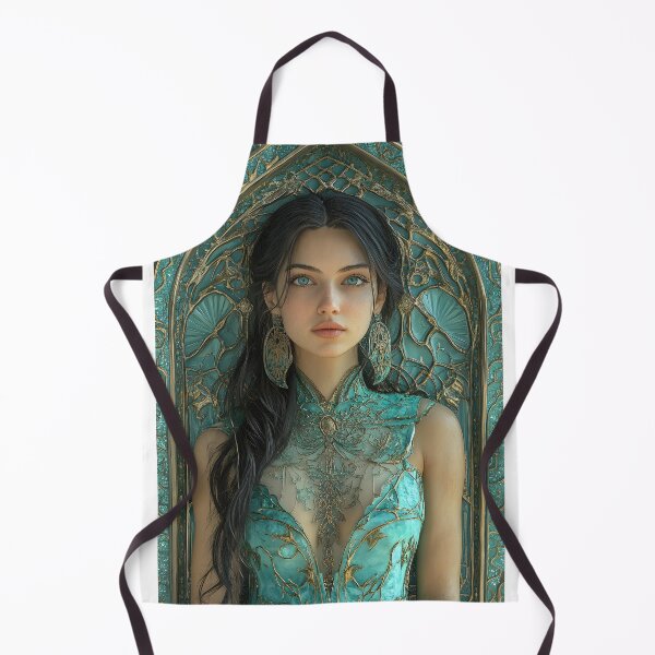 Item preview, Elegant woman in intricate turquoise medieval attire designed and sold by Artessie.