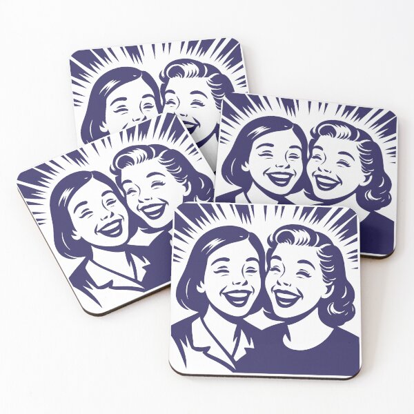 Item preview, Retro Best Friends Illustration – Laughing Women in Vintage Comic Style - Blue designed and sold by GinColorist.