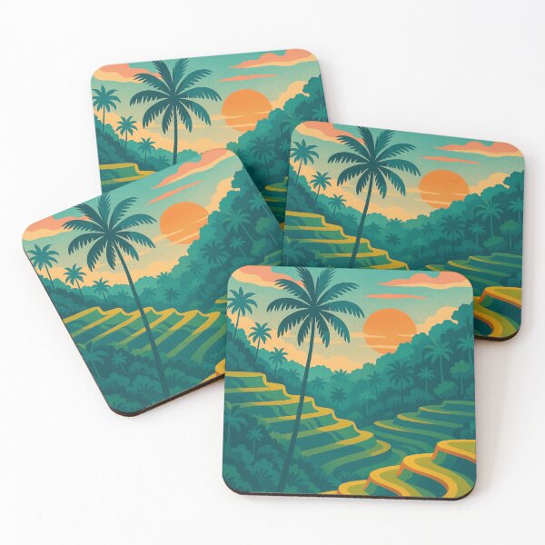 Item preview, Tegalalang Rice Terrace Bali with Sunset Sky and Palm Trees designed and sold by Places On Earth.