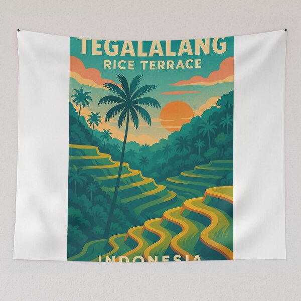 Item preview, Tegalalang Rice Terrace Bali with Sunset Sky and Palm Trees designed and sold by Places On Earth.