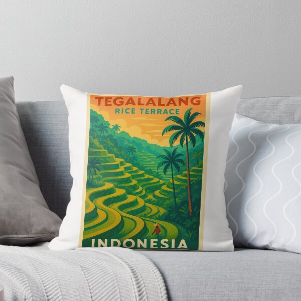 Item preview, Tegalalang Rice Fields in Ubud Bali with Farmer and Tropical Forest designed and sold by Places On Earth.