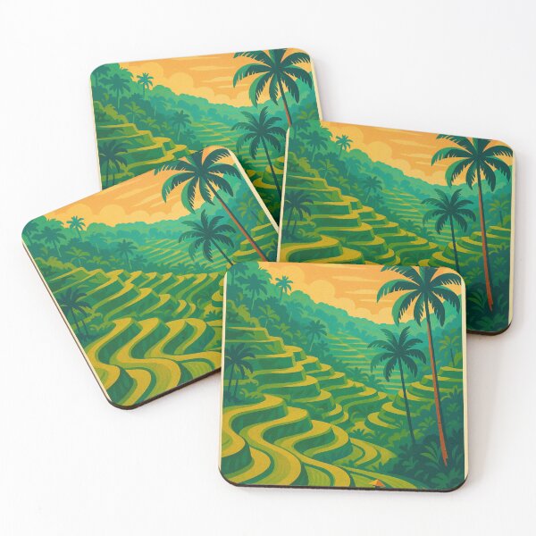 Item preview, Tegalalang Rice Fields in Ubud Bali with Farmer and Tropical Forest designed and sold by Places On Earth.
