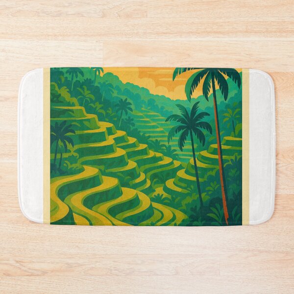 Item preview, Tegalalang Rice Fields in Ubud Bali with Farmer and Tropical Forest designed and sold by Places On Earth.