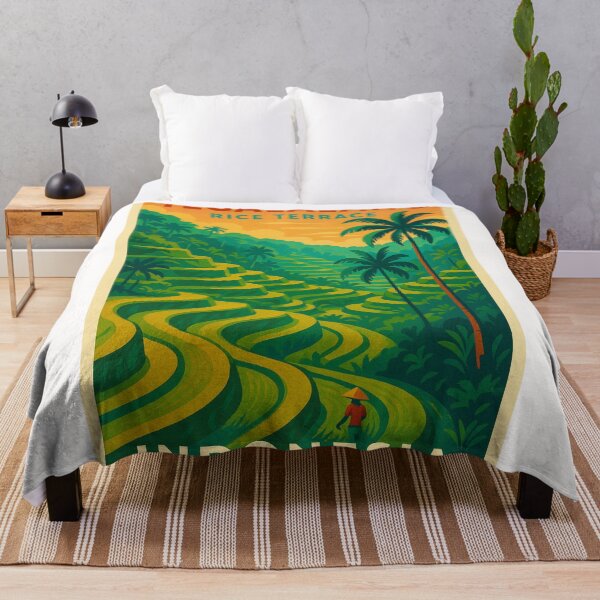 Item preview, Tegalalang Rice Fields in Ubud Bali with Farmer and Tropical Forest designed and sold by Places On Earth.