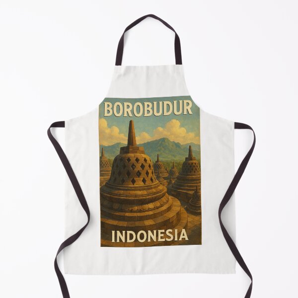 Item preview, Borobudur Temple Indonesia with Bell Stupas and Volcanic Backdrop designed and sold by Places On Earth.