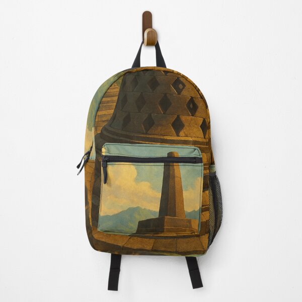Item preview, Borobudur Temple Indonesia with Bell Stupas and Volcanic Backdrop designed and sold by Places On Earth.