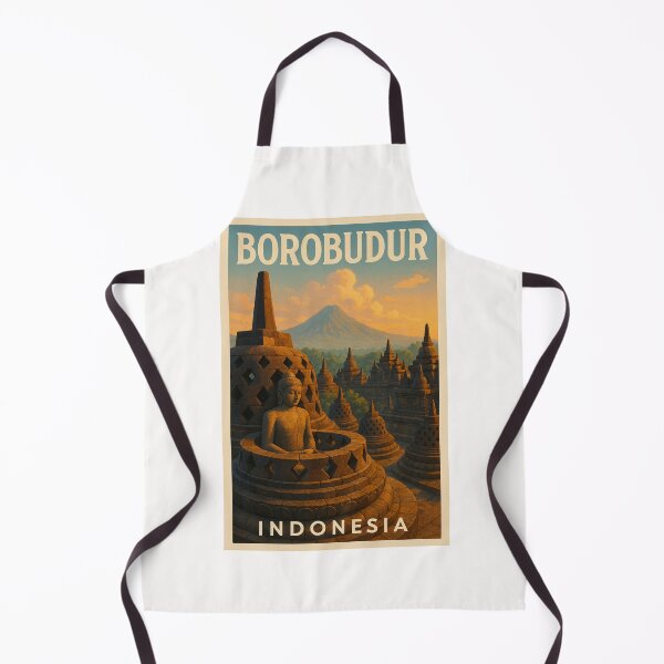 Item preview, Borobudur Temple Buddha Statue and Volcanic Mountain at Sunrise designed and sold by Places On Earth.