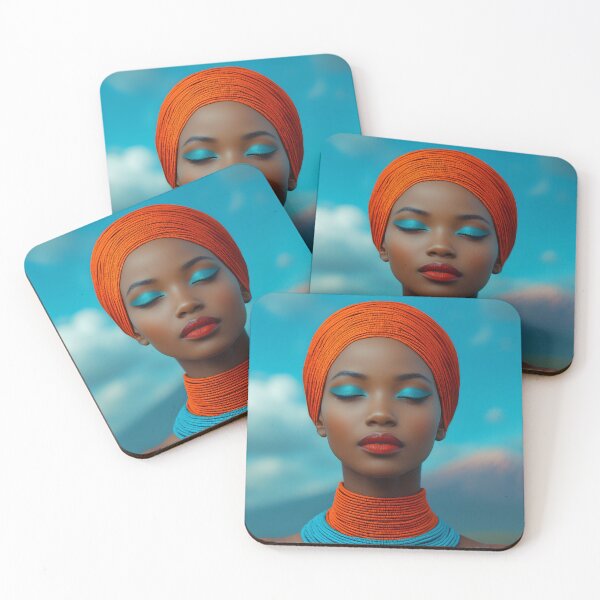 Item preview, Vibrant portrait with colorful headwrap and jewelry designed and sold by Artessie.