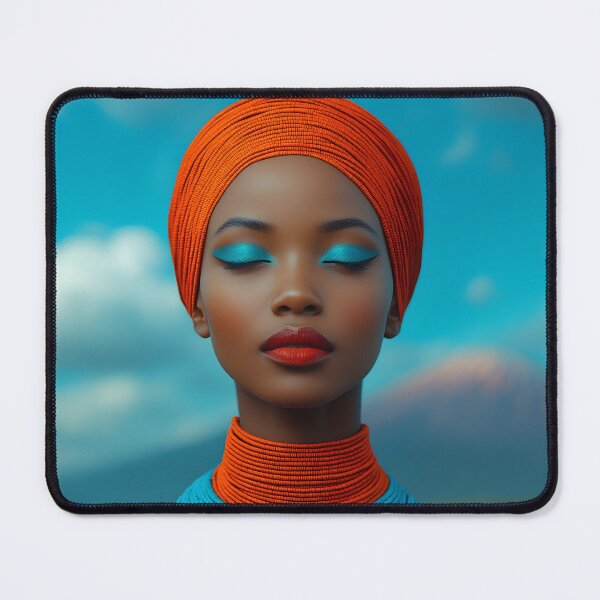 Item preview, Vibrant portrait with colorful headwrap and jewelry designed and sold by Artessie.
