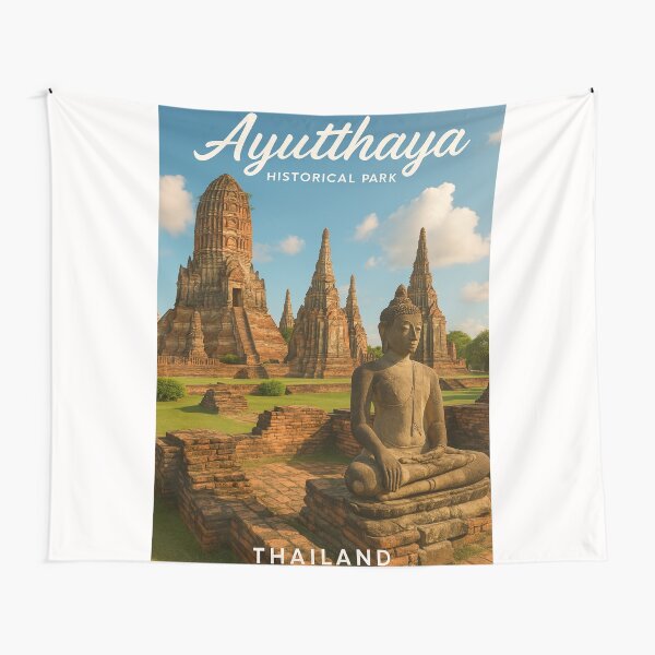 Item preview, Ayutthaya Historical Park Thailand with Ancient Temples and Buddha Statue designed and sold by Places On Earth.